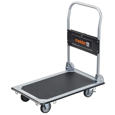 Abbildung von Meister Plattformwagen Klappbar Bis 150 kg Tragkraft Feststellbremse / Transporthilfe mit Lenkrollen Paketwagen Antirutsch Beschichtung Klappwagen aus Stahl 8985530