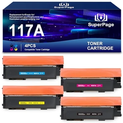 Abbildung von Superpage Ersatz für HP 117A Toner Set Kompatibel Color Laser MFP 179fwg 178nwg 179fnw 178nw 150nw 150a W2070A W2071A W2072A W2073A (4er Pack, Schwarz Cyan Magenta Gelb )