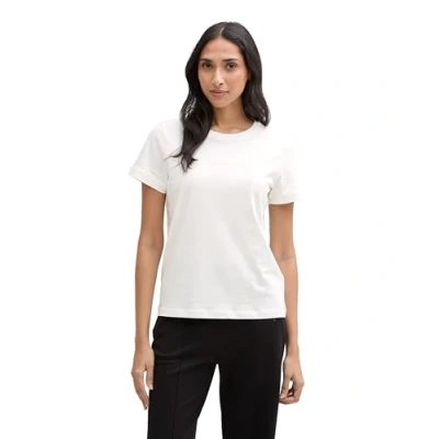 Abbildung von TOM Tailor LOGO Embroidery Tshirt print, Damen, Größe: Small, Whisper white