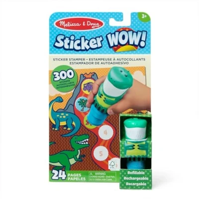 Abbildung von Melissa &amp; Doug Sticker WOW Aufkleberstempel und Aktivitätenblock mit 24 Seiten, 300 Aufkleber, Aktivität Bastelspielzeug Sammlerfigur Dinosaurier