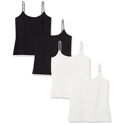 Abbildung von Amazon Essentials Damen Mieder mit schmaler Passform, 4er Pack, Schwarz/Weiß, S