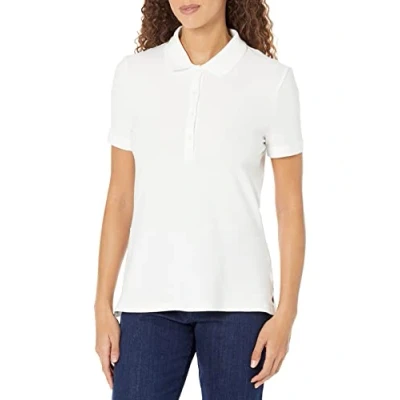 Abbildung von Amazon Essentials Damen Kurzärmeliges Poloshirt (Erhältlich In Übergröße), Weiß, S