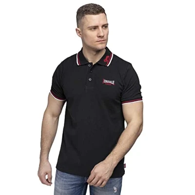 Abbildung von Lonsdale Herren Lion T Shirt, Black / Dark Red White, S EU