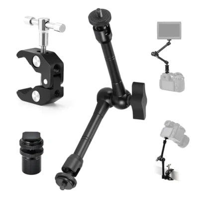 Abbildung von TARION Magic Arm Kamera Halterung: Klemmstativ mit Super Klammer, Flexibel Gelenkarmstativ Tischstativ Tisch Halterung Studioklemme 1/4&#039;&#039; 3/8&#039;&#039; Gewinde und Blitzschuhhalterung