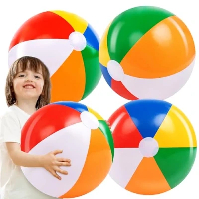 Abbildung von JOYIN 4 Stück Dia 20&quot;/50cm Wasserball aufblasbar, große Regenbogen Strandbälle, Kinder und Erwachsene Sommer Pool Party Spielzeug, Strandspielzeug, Favors