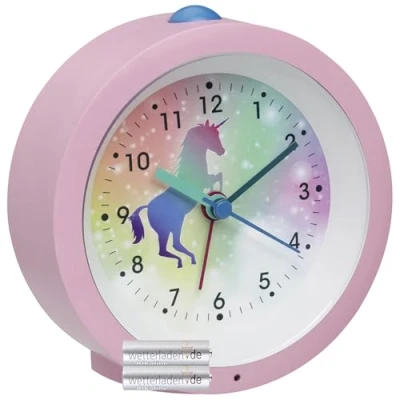 Abbildung von TFA Dostmann 60.1033 Analoger Kinderwecker Kindermotiv Sweep Uhrwerk (Rosa mit Batterien)