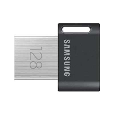 Abbildung von Samsung FIT Plus USB Stick Typ A, 128 GB, 400 MB/s Lesen, 60 Schreiben, kompakter 3.1 Speicherstick mit Schlüsselring, Gray, MUF 128AB/APC