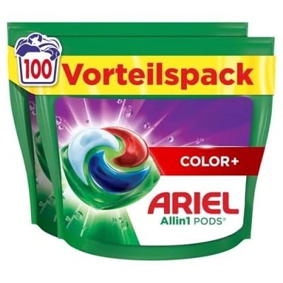 Abbildung von Ariel Waschmittel Pods All in 1, Flüssigwaschmittel Kapseln 100 Waschladungen, Universal+, Kraftvolle Fleckentfernung ab der 1. Wäsche