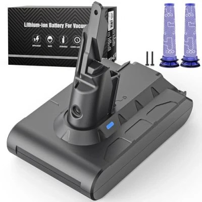 Abbildung von 6500mAh V7 Akku, Keenstone Ersatzakku für Dyson SV11 Animal Trigger Abosolute Motorhead Pro Fluffy Mattress Staubsauger mit 2 Filter
