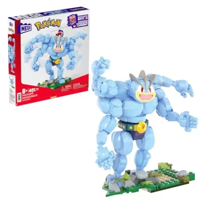 Abbildung von MEGA Pokémon Machomei 399 teiliges Bauset zum erstellen Einer detailreichen Figur, 18 cm groß, boxt mit den Armen nach vorne, für Kinder ab 3 Jahren HTH70