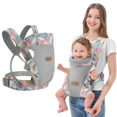 Abbildung von IULONEE Upgrade Babytrage Neugeboren Baby Carrier mit Lendenwirbelstütze Ergonomische Säuglingsträger Wrap Convertible Front und Back Rucksack Kleinkind Tragen für Babys 3 36 Monate Blau