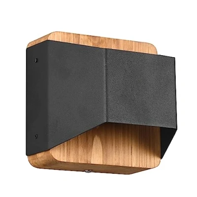 Abbildung von Trio Leuchten LED Wandleuchte Arino 224810132, Metall Schwarz matt, Holz, inkl. 4.3 Watt LED, Switch Dimmer