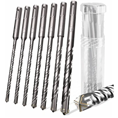 Abbildung von KSP TEC® SDS Plus Bohrer Set Hammerbohrer für Beton mit 4 Schneiden in den Größen 5,6,6,8,8,10,12 Betonbohrer (SDS , 7tlg.)