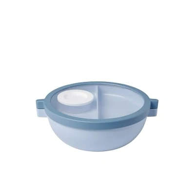 Abbildung von Mepal Bento Lunchbowl Vita Brotdose mit Fächern Extra Fach Deckel, Dressing Deckel &amp; Tablett Bentobox Salatbox to go Nordic blue
