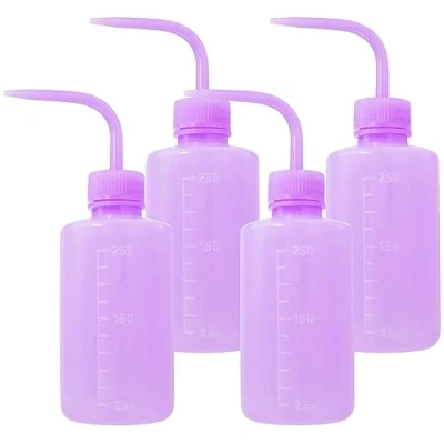 Abbildung von HTOBRIC 4 Stück 250ml Waschflasche Laborflasche Squeeze Flasche Sprühflasche Tattoo Waschen Kunststoff Quetschflasche (Lila)
