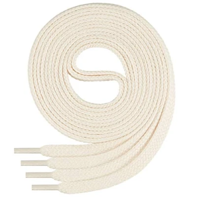 Abbildung von Di Ficchiano 1Paar flache SCHNÜRSENKEL aus 100% Baumwolle für Sneaker Sportschuhe sehr reißfest ca. 7 mm breit elastische Schnürsenkel ecru Farbe: 120cm