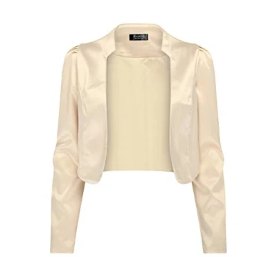 Abbildung von Bolerose formal Satin Langen Ärmel Bolero Jacke (Champagner, M)