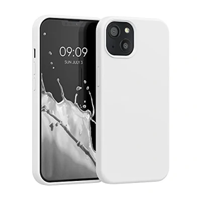 Abbildung von kwmobile Hülle kompatibel mit Apple iPhone 13 Silikon Handy Case Handyhülle weiche Oberfläche kabelloses Laden Weiß