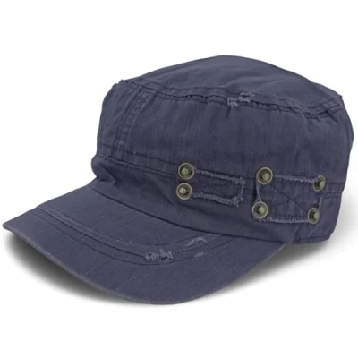 Abbildung von styleBREAKER Unisex Military Cap im Destroyed Vintage Look verstellbares Army aus Baumwolle Used Schirmmütze für Herren und Damen, Farbe:Dunkelblau