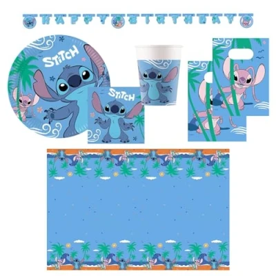 Abbildung von Procos Partyset Stitch groß, 46 teiliges für Kindergeburtstag oder Mottoparty, Tischdeko