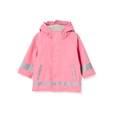 Abbildung von Sterntaler Regenjacke ungefüttert uni Kinder wasserdicht Mädchen Jacke mit verschweißten Nähten, Kapuze und reflektierenden Details robuste Regenbekleidung himbeerrosa, Größe 128