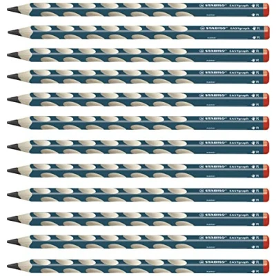 Abbildung von Ergonomischer Dreikant Bleistift für Rechtshänder STABILO EASYgraph in petrol 12er Pack Härtegrad HB