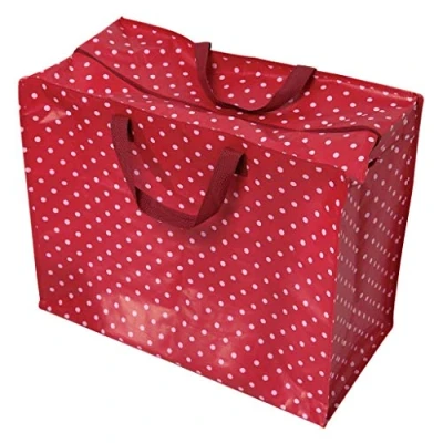 Abbildung von Große Aufbewahrungstasche mit Reißverschluss, robust und langlebig, 55 x 48 28 cm, 70 l, Design wählbar (roter Retrospot)
