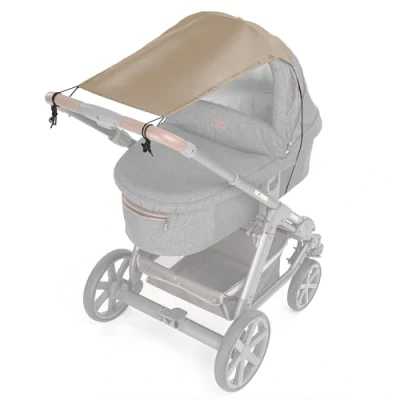 Abbildung von Zamboo Universal Sonnensegel verstellbarer Kinderwagen Sonnenschutz mit UV Schutz 50 flexibles Sonnenverdeck für Babywanne Beige