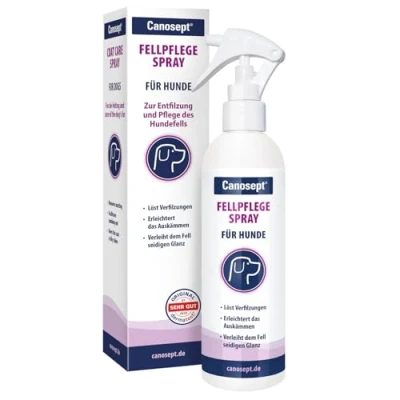Abbildung von Canosept Fellpflegespray für Hunde 250ml Fellpflege Hund Entfilzungsspray Milben Milbenspray leicht kämmbares, entfilztes &amp; glänzendes Hundefell Fellspray