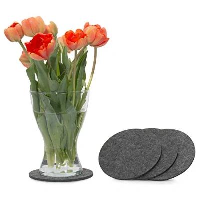 Abbildung von FILU Filzuntersetzer rund 15cm 4er Pack (Farbe wählbar) dunkelgrau Untersetzer aus Filz für Tisch und Bar als Glasuntersetzer/Getränkeuntersetzer Glas Gläser grau