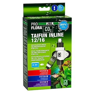 Abbildung von JBL PROFLORA CO2 TAIFUN INLINE 12/16, Diffusor, Integrierter Blasenzähler und Rücklaufsicherung, Für 40 300 l Aquarien