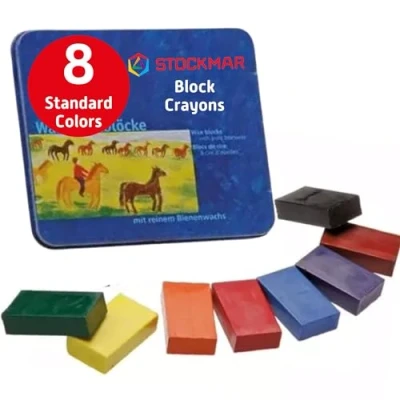 Abbildung von Stockmar 204884258 34000 Wachsmalblöcke mit reinem Bienenwachs, 8 Wachsmal Farben in handlicher Blockform, verpackt im praktischen Blechetui, ideal zum Malen für Kinder