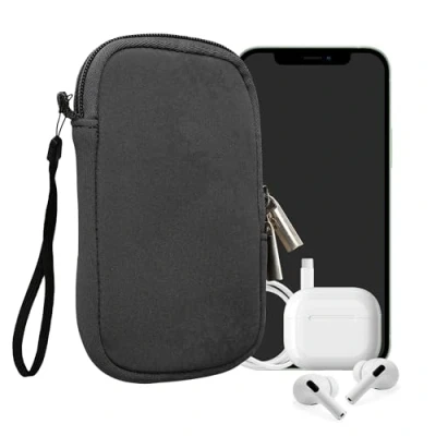 Abbildung von kwmobile Handytasche für Smartphones S 4,5&quot; Neopren Handy Hülle Grau Tasche 14,4 x 8,3 cm Innenmaße