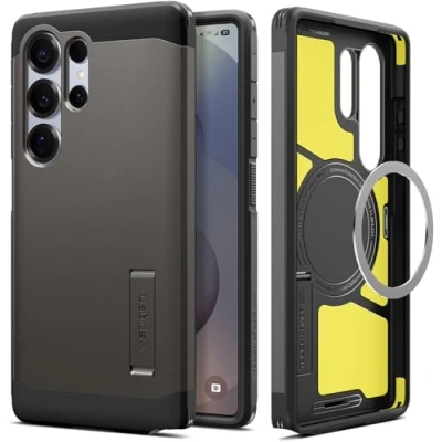 Abbildung von Spigen Tough Armor (AI) MagFit Hülle für Samsung Galaxy S25 Ultra, Kompatibel mit MagSafe Gunmetal