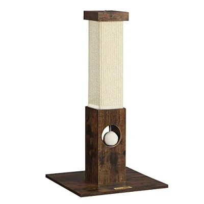 Abbildung von Feandrea Kratzbaum, Kratzstamm, Katzenbaum, Kratzsäule aus natürlichem Sisalseil, 73 cm hoch, mit Plüsch Spielball, Kratzschutz für Möbel, vintagebraun PCA021X01