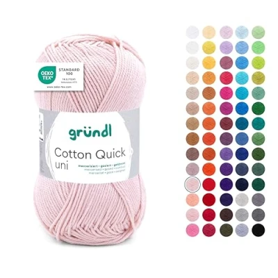 Abbildung von Gründl Wolle Cotton Quick uni Garn zum Stricken &amp; Häkeln aus 100% Baumwolle, 1 Knäuel 50 g / 125 m, Häkelgarn/Strickgarn, Nude
