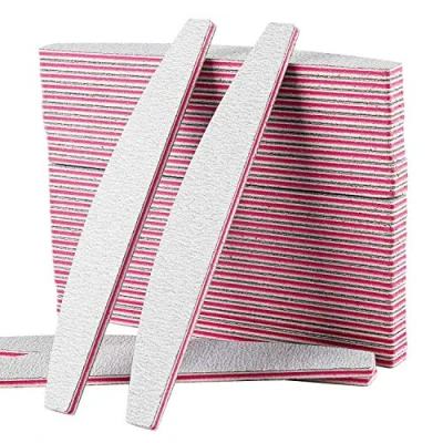 Abbildung von AYITOO 50 Stück Nagelfeilen 100/180 Feilen Nägel Doppelseitige für gelnägel nagelfeile profi Polnischen Maniküre Nagelkunst Material Schmirgelpapier Form Trapez Farbe Weiss/Kern Rot