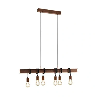 Abbildung von EGLO Pendellampe Townshend, 6 flammige Vintage Pendelleuchte im Industrial Design, Retro Hängelampe aus Stahl, Farbe: Antik braun, Fassung: E27
