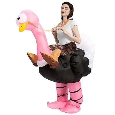 Abbildung von AirSuit® Aufblasbares Kostüm Strauß Ausgefallenes Auflbaskostüm Premium Qualität Größe Erwachsene Polyester Angenehm tragbar Resistent Mit Aufblassystem OriginalCup®