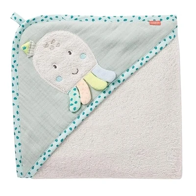 Abbildung von Fehn Badetuch Baby Oktopus Badehandtuch Kinder Poncho aus Baumwolle Handtuch mit süßem Babybadetuch Kapuze für Babys und Kleinkinder ab 0+ Monaten Kapuzenhandtuch 80 x cm