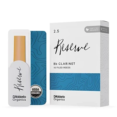 Abbildung von D&#039;Addario Organisch Reserve Bb Klarinettenblätter Rohrblätter für Klarinette Das erste und einzige Bio Schilfrohr 2.5 Stärke, 10 Packung