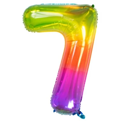 Abbildung von Folat 63247 Folienballon Yummy Gummy Rainbow Ziffer/Zahl 7 86 cm, Mehrfarbig