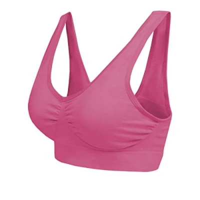 Abbildung von Boolavard ® Sport BH und Wohlfühl Bra Komfort nahtlos in Farbe Weiß Schwarz Beige (XL: 106 111cm (85B 90B), Rosa)