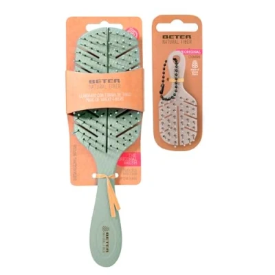 Abbildung von Beter Natural Fiber+Charm Mini Skelettbürste Anti Ziehen, Entwirrt, Verhindert Knoten und Brechen, Ökologisch, Sanftes ziehfreies Styling