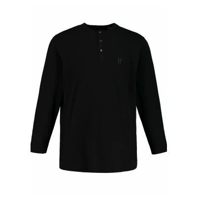 Abbildung von JP1880 BIG TALL Basic Henley Langarmshirt, Herren, Größe: XXL, Schwarz