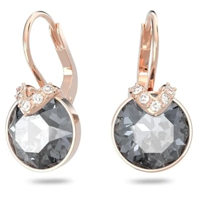 Abbildung von Swarovski Bella V Drop Ohrhänger, Rundschliff, Grau, Roségold Legierungsschicht