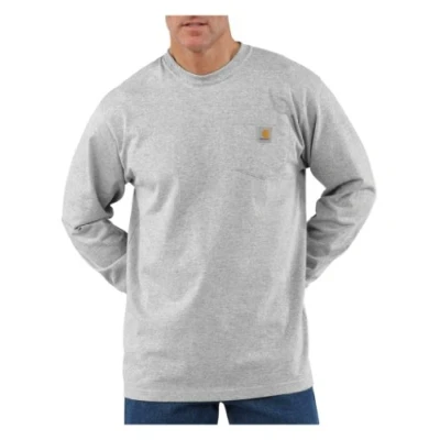 Abbildung von Carhartt Herren Loose Fit, schweres, langärmliges Pocket T Shirt mit Tasche, Grau meliert, M