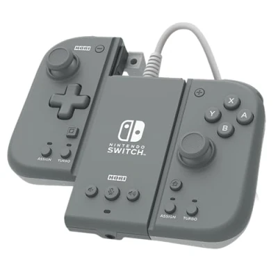 Abbildung von HORI Split Pad Compact Adapter Set (Schiefergrau) für Nintendo Switch/OLED Ergonomischer Controller den tragbaren Handheld Modus in Grau mit kabelgebundenem Offiziell Lizenziert