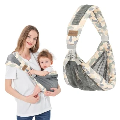 Abbildung von IULONEE Tragetuch Baby Babytrage Neugeborene Ab Geburt Verstellbare Auf Einer Schulter Ergonomische Praktische Tragbar Tragegurt Für Babys Von 3 Bis 36 Monaten (Grau)