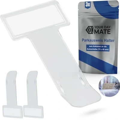 Abbildung von Windschutzscheibe Parkausweis Halterung, 3 Stück, in Transparent, Halter zum Ankleben, Parkausweishalter Scheibe, Autoscheibe Parkscheinhalter, Kartenhalter Parkticket, Auto Clip Ticket Parken